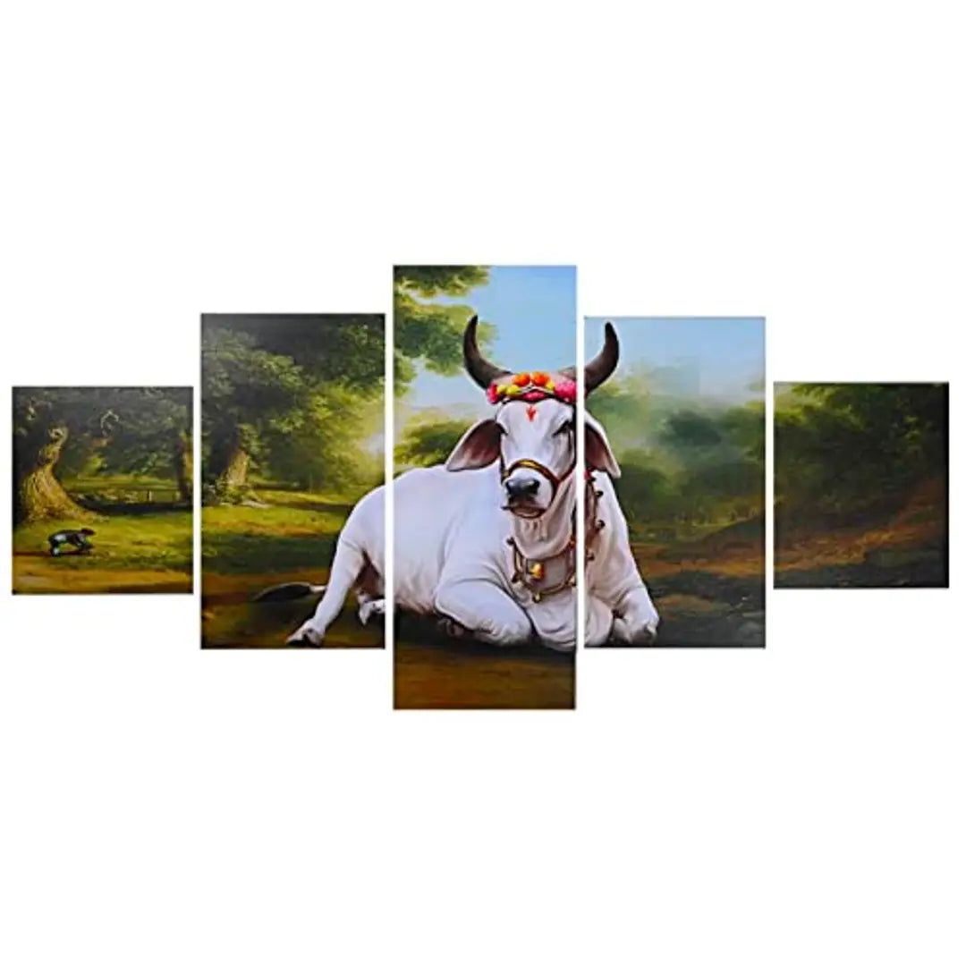 Set of Five Cow Wall Painting for home decor items for living room and Home Decoration, Hotel, Office, wall decor ( 75 CM X 43 CM)GA-C2