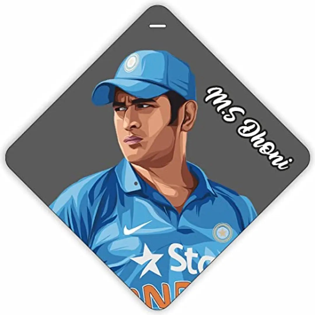 Cricket Player M.S Dhoni Art Paper Sign Board for Car, Cricket Academy, Mirror & Home Size(6inch X 6inch), 2pcs_CV21