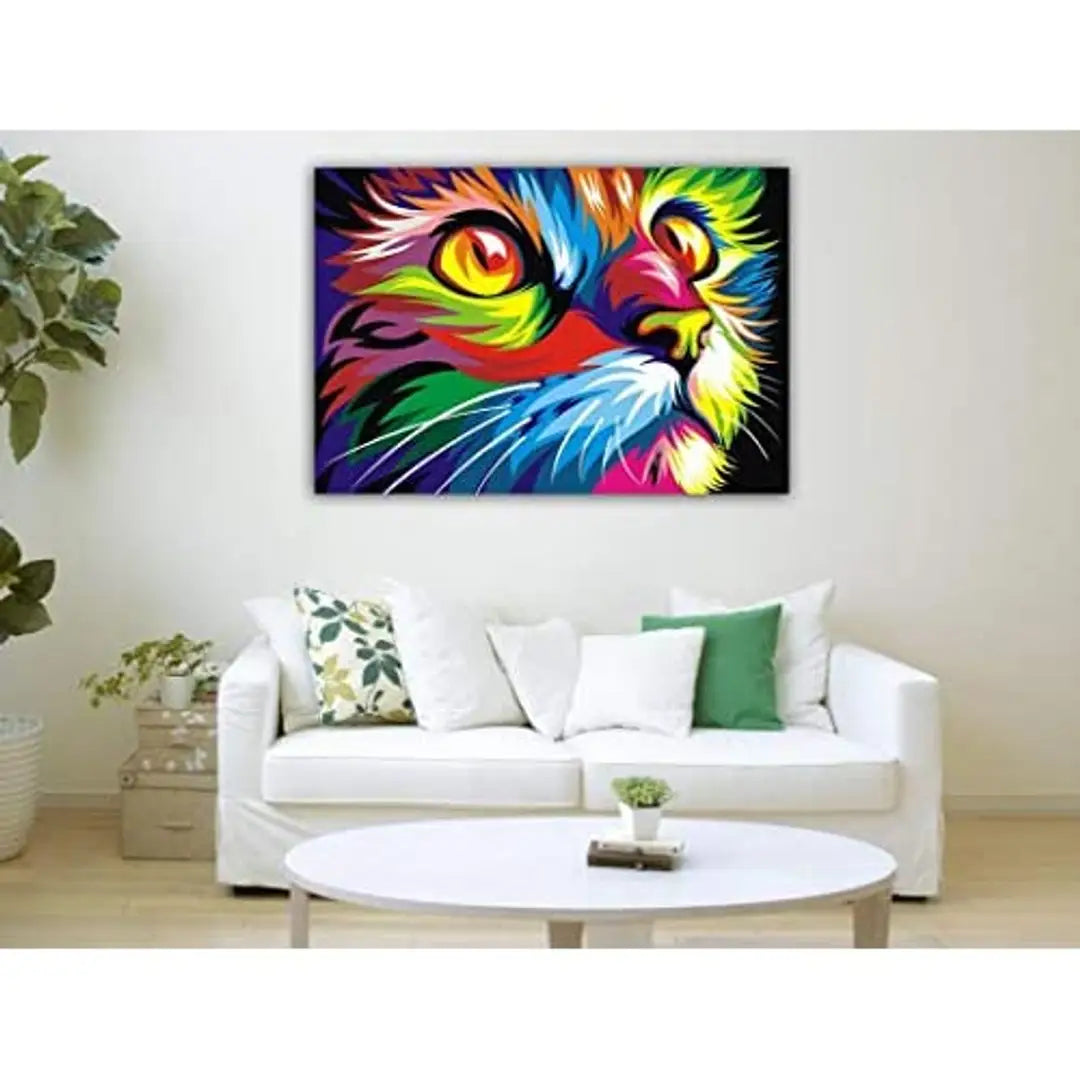 PIXELARTZ Canvas Painting -Cat - Abstract Modern Wall Art