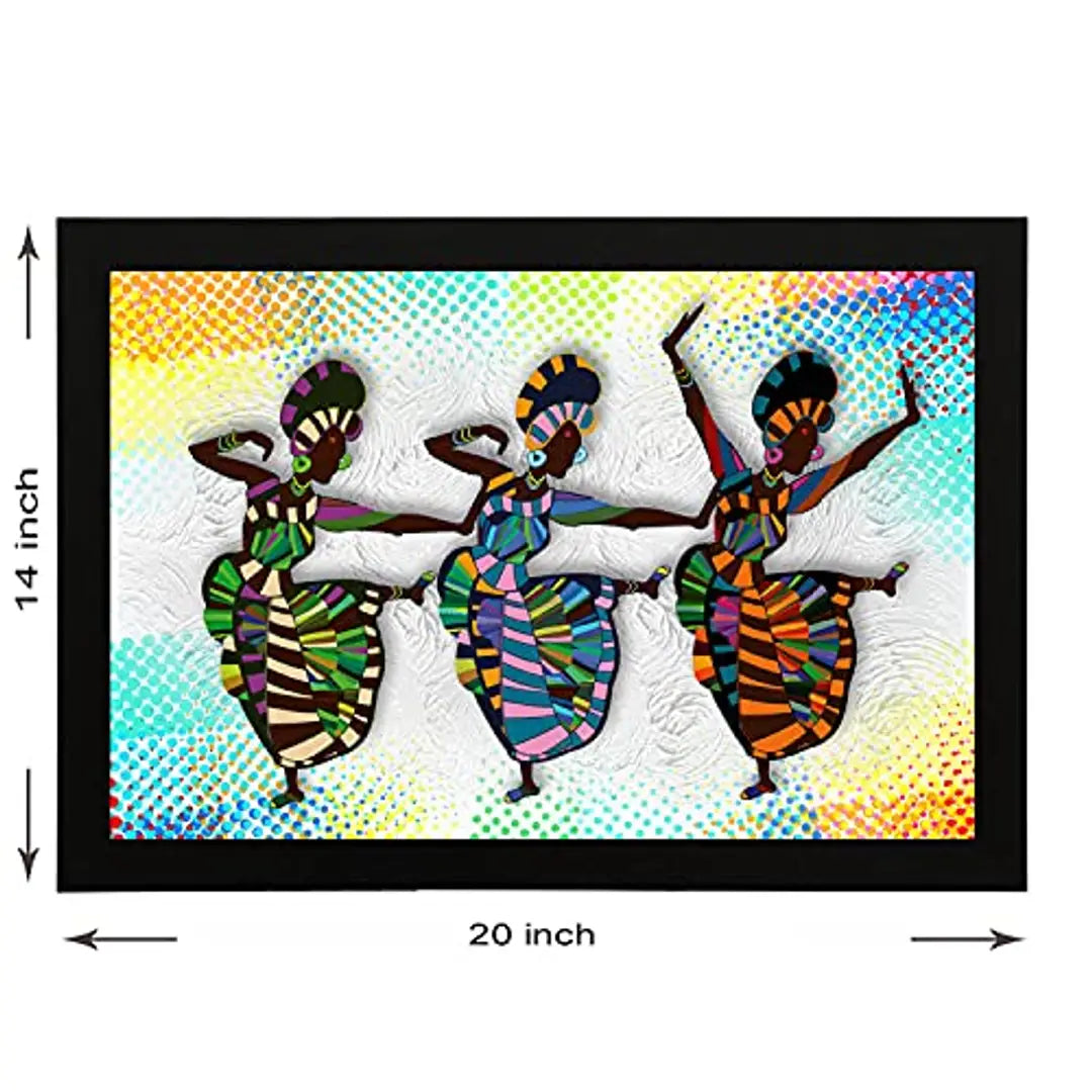 Masstone Classical Dancing Ladies Modern Art UV Digital Re-Print Wall Art, 20x14 Inch