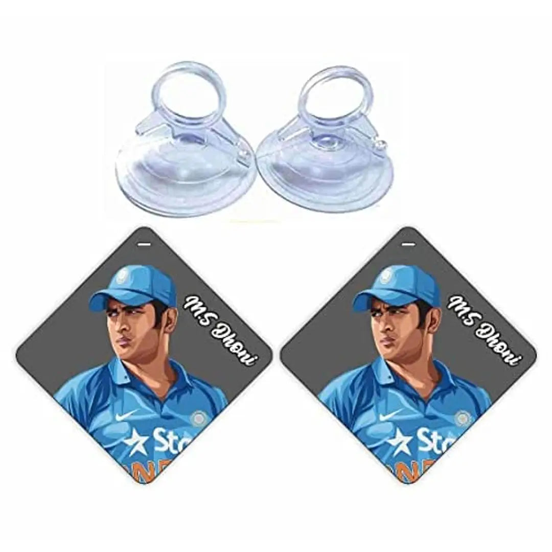 Cricket Player M.S Dhoni Art Paper Sign Board for Car, Cricket Academy, Mirror & Home Size(6inch X 6inch), 2pcs_CV21