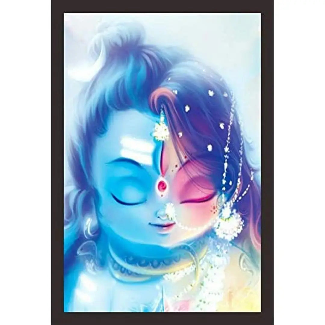 Mad Masters Lord Krishna and Radha Art 1 Piece Wooden Framed Wall Art Painting