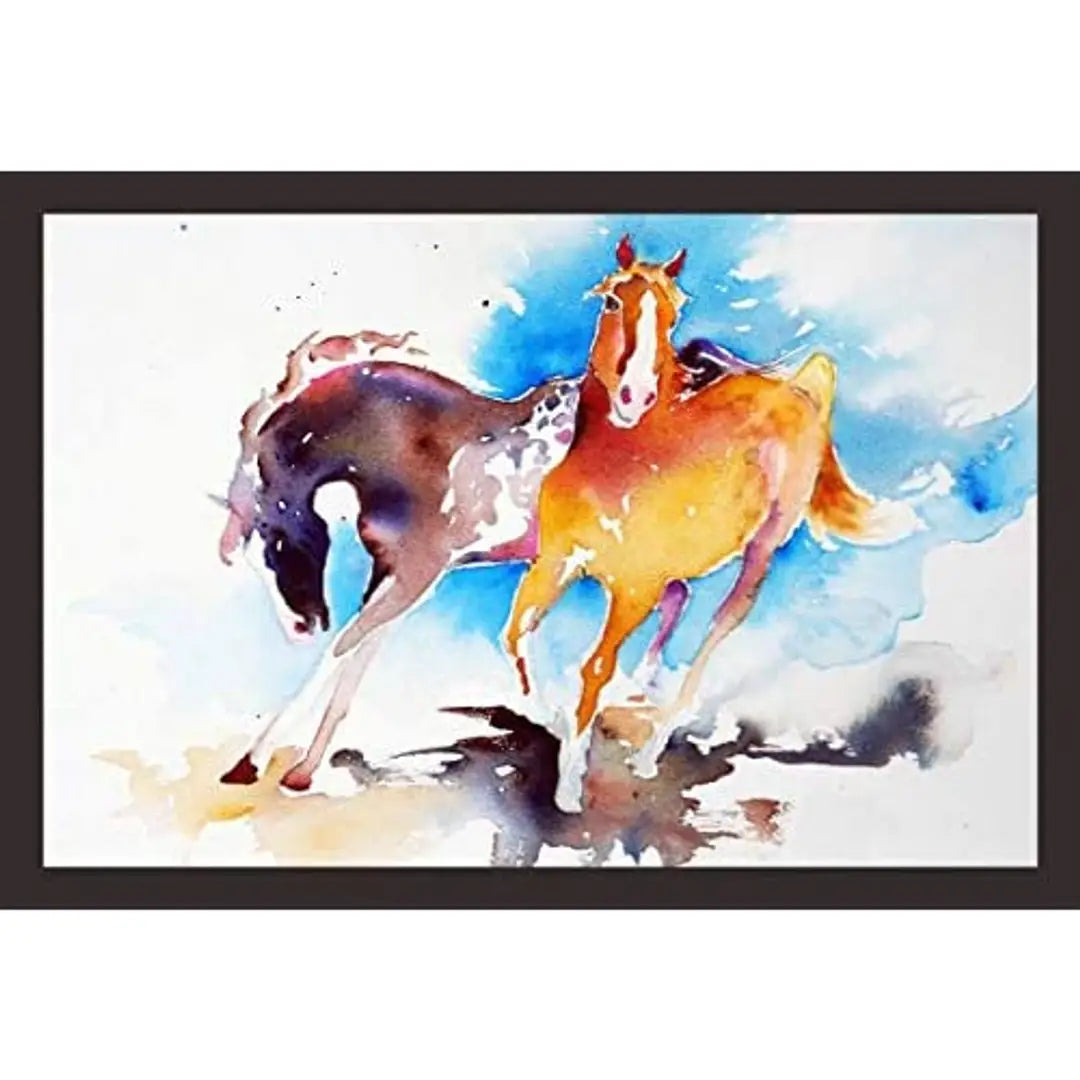 Mad Masters Horses 1 Piece Wooden Framed Wall Art Painting